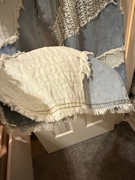 POL Light Blue & White Patchwork Wide-Leg Jeans - Picture 5 of 8